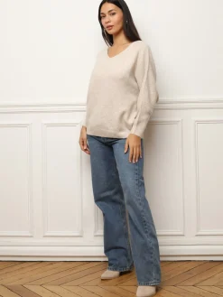 Outlet La Modeuse Pull à manches chauve-souris Beige