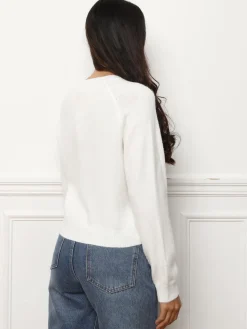 New La Modeuse Pull à message brodé Ecru