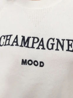 New La Modeuse Pull à message brodé Ecru