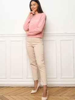 Discount La Modeuse Pull à message brodé Rose