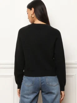 Online La Modeuse Pull à message brodé Noir