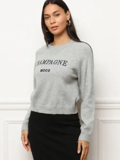 Outlet La Modeuse Pull à message brodé Gris