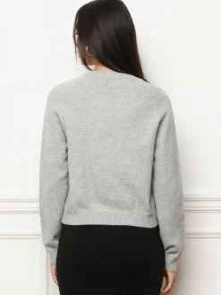Outlet La Modeuse Pull à message brodé Gris
