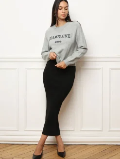 Outlet La Modeuse Pull à message brodé Gris