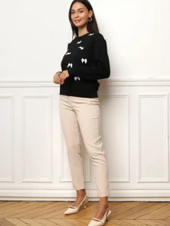 Outlet La Modeuse Pull à petits n艙uds satinés