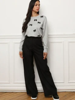 Discount La Modeuse Pull à petits n艙uds satinés Grisclair