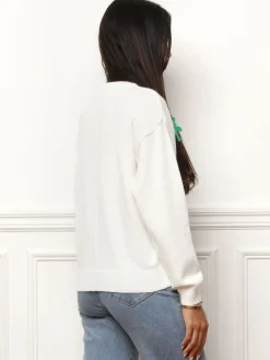 Online La Modeuse Pull ample avec n艙uds colorés Blanc