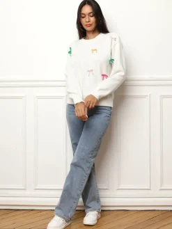 Online La Modeuse Pull ample avec n艙uds colorés Blanc
