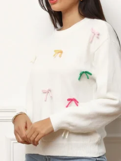 Online La Modeuse Pull ample avec n艙uds colorés Blanc