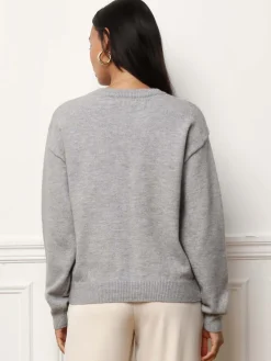 La Modeuse Pull ample avec petits n艙uds Grisclair