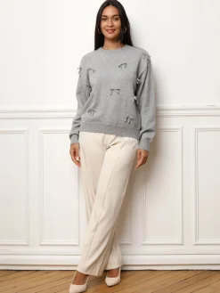 La Modeuse Pull ample avec petits n艙uds Grisclair