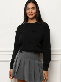 Clearance La Modeuse Pull ample avec petits n艙uds Noir