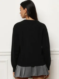 Clearance La Modeuse Pull ample avec petits n艙uds Noir