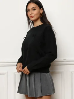 Clearance La Modeuse Pull ample avec petits n艙uds Noir