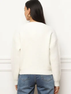 Online La Modeuse Pull avec petits c艙urs brodés Blanc