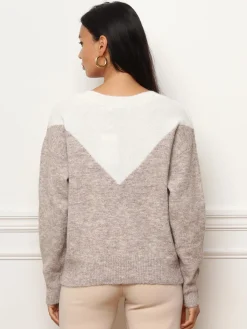 La Modeuse Pull bicolore à sequins Taupe