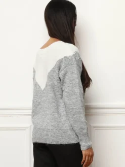 Discount La Modeuse Pull bicolore à sequins Gris