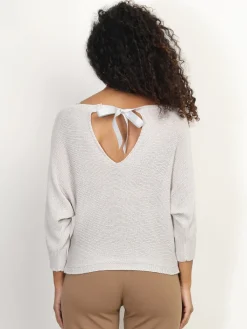 Discount La Modeuse Pull chauve-souris à ruban Grisclair