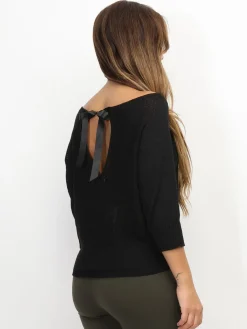 Online La Modeuse Pull chauve-souris à ruban Noir