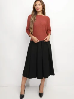 Sale La Modeuse Pull chauve-souris à ruban Brique