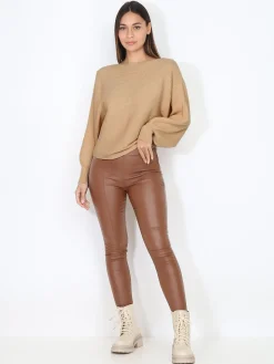 Clearance La Modeuse Pull classique en maille côtelée Beigefoncé