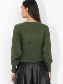 Best La Modeuse Pull classique en maille côtelée Vert