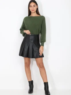 Best La Modeuse Pull classique en maille côtelée Vert