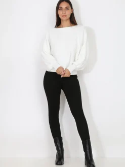 La Modeuse Pull classique en maille côtelée Blanc