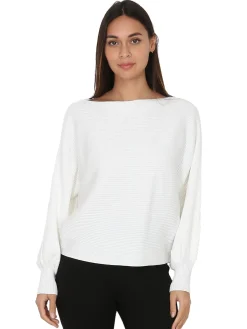 La Modeuse Pull classique en maille côtelée Blanc