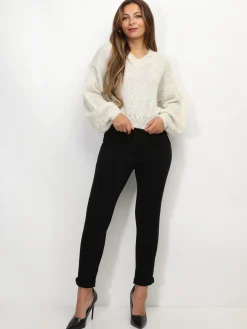 Online La Modeuse Pull court à manches ballons Ecru