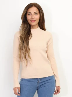 Clearance La Modeuse Pull côtelé à col montant Beige