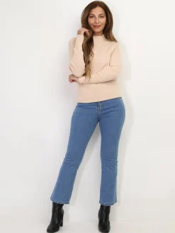 Clearance La Modeuse Pull côtelé à col montant Beige