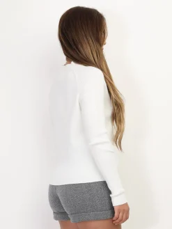 Sale La Modeuse Pull côtelé à col montant Blanc