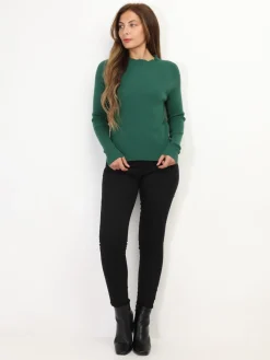 Discount La Modeuse Pull côtelé à col montant Vertfoncé