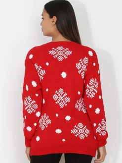 Discount La Modeuse Pull de Noël à motif renne Rouge