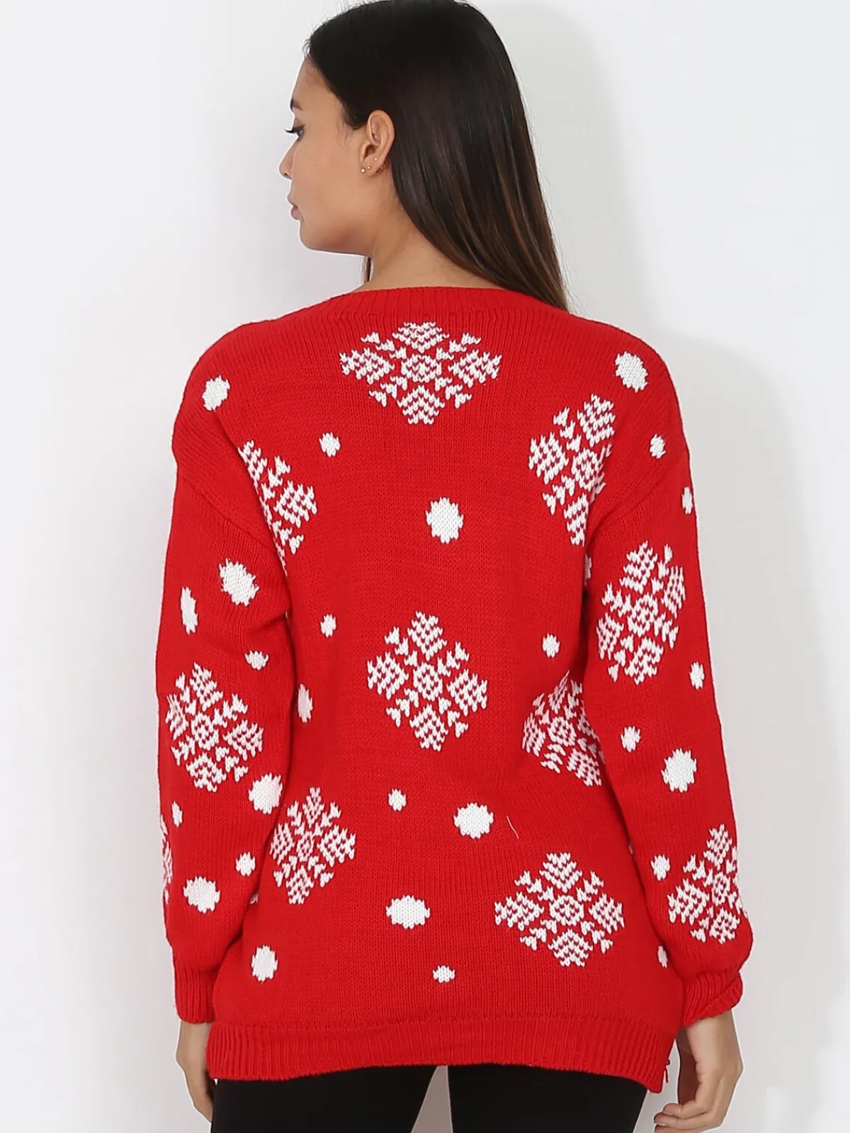 Discount La Modeuse Pull de Noël à motif renne Rouge