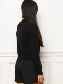 Hot La Modeuse Pull droit en maille ajourée Noir