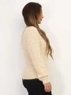 Online La Modeuse Pull duveteux avec fils brillants Beige