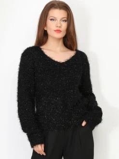 Online La Modeuse Pull duveteux avec fils brillants Noir