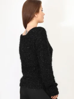 Online La Modeuse Pull duveteux avec fils brillants Noir