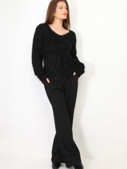 Online La Modeuse Pull duveteux avec fils brillants Noir