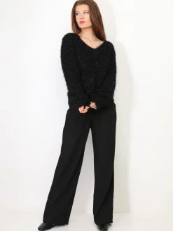 Online La Modeuse Pull duveteux avec fils brillants Noir