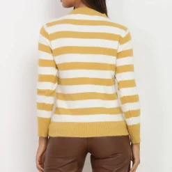 La Modeuse Pull duveteux rayé Jaune