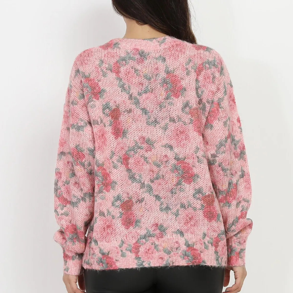 Best La Modeuse Pull en crochet à motifs fleurs Rose