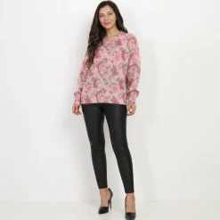 Best La Modeuse Pull en crochet à motifs fleurs Rose