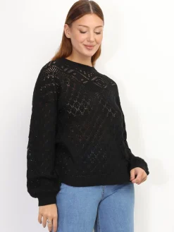 La Modeuse Pull en crochet ajouré Noir