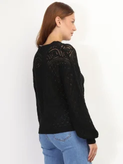 La Modeuse Pull en crochet ajouré Noir
