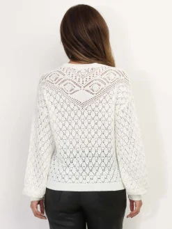 Discount La Modeuse Pull en crochet ajouré Blanc