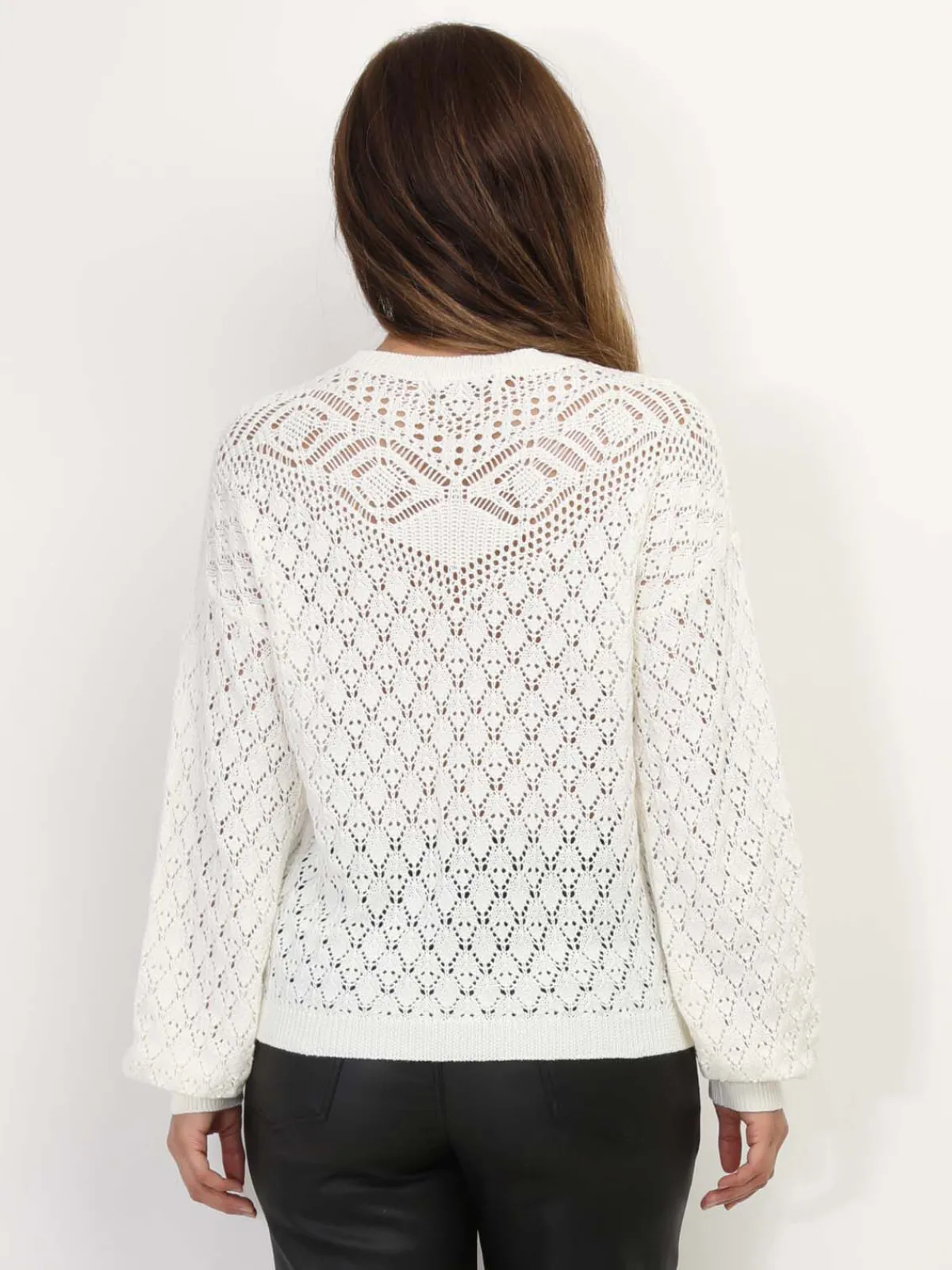 Discount La Modeuse Pull en crochet ajouré Blanc