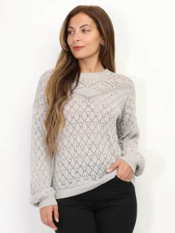Sale La Modeuse Pull en crochet ajouré Grisclair